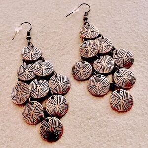 Copper disc chandelier earrings